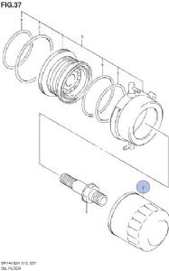 Suzuki outboard oil filter DF140 16510-92J00-000 (click for enlarged image)